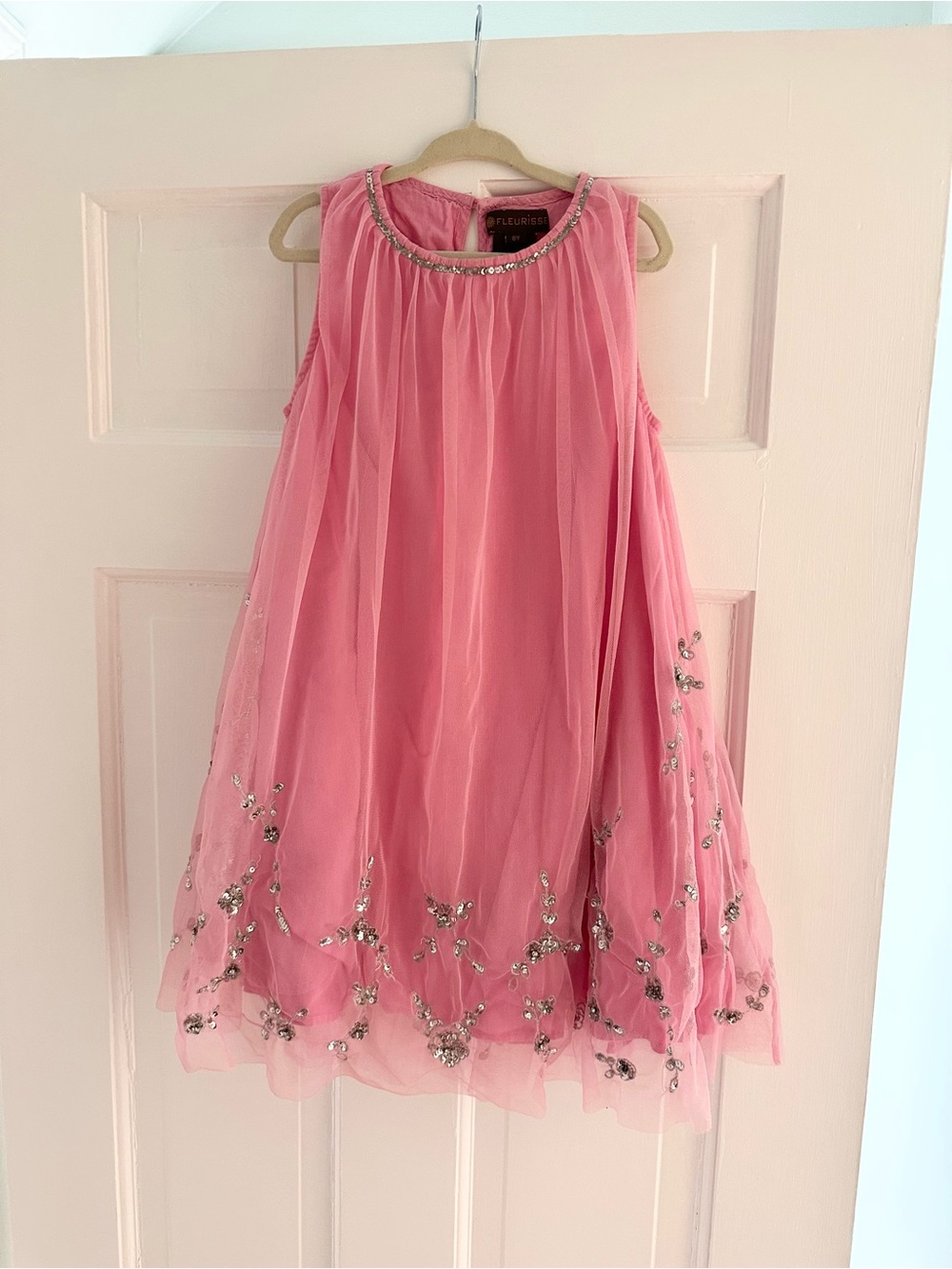 Fleurisse Pink Embellished Tulle Party Dress for Kids